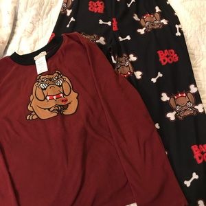 Bull Dog Bad Dog Fleece long pajamas